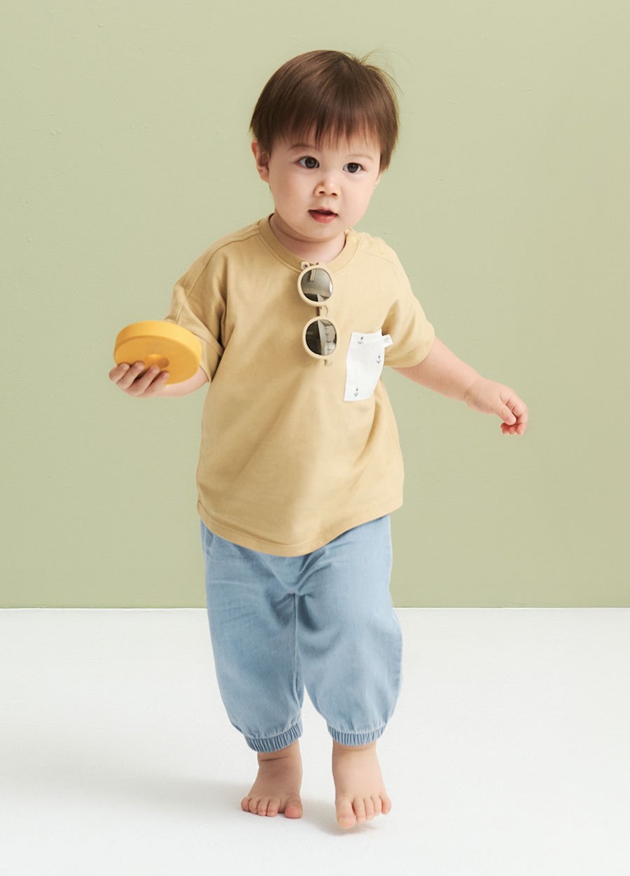 BABY拼貼口袋寬鬆上衣