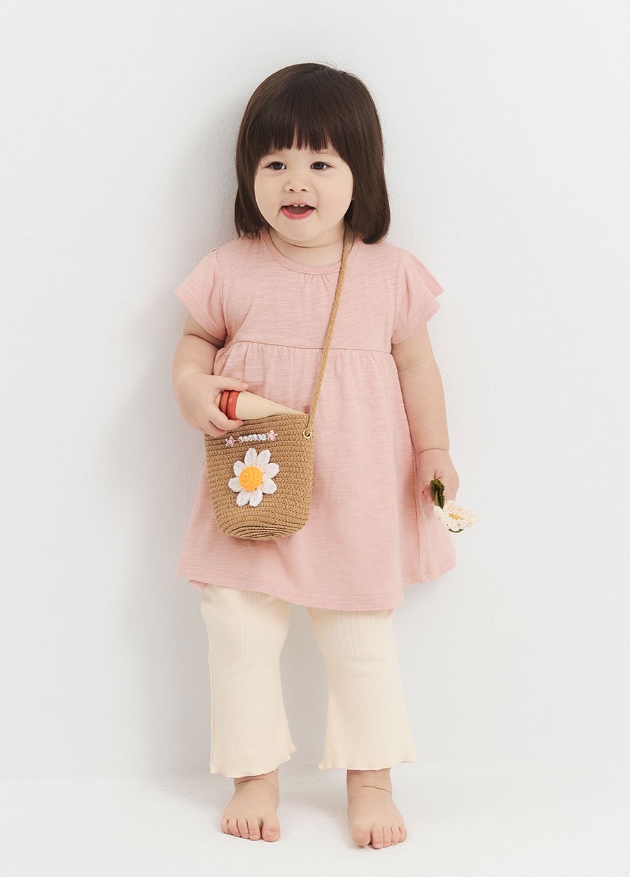 BABY Q彈棉質喇叭褲(10分)