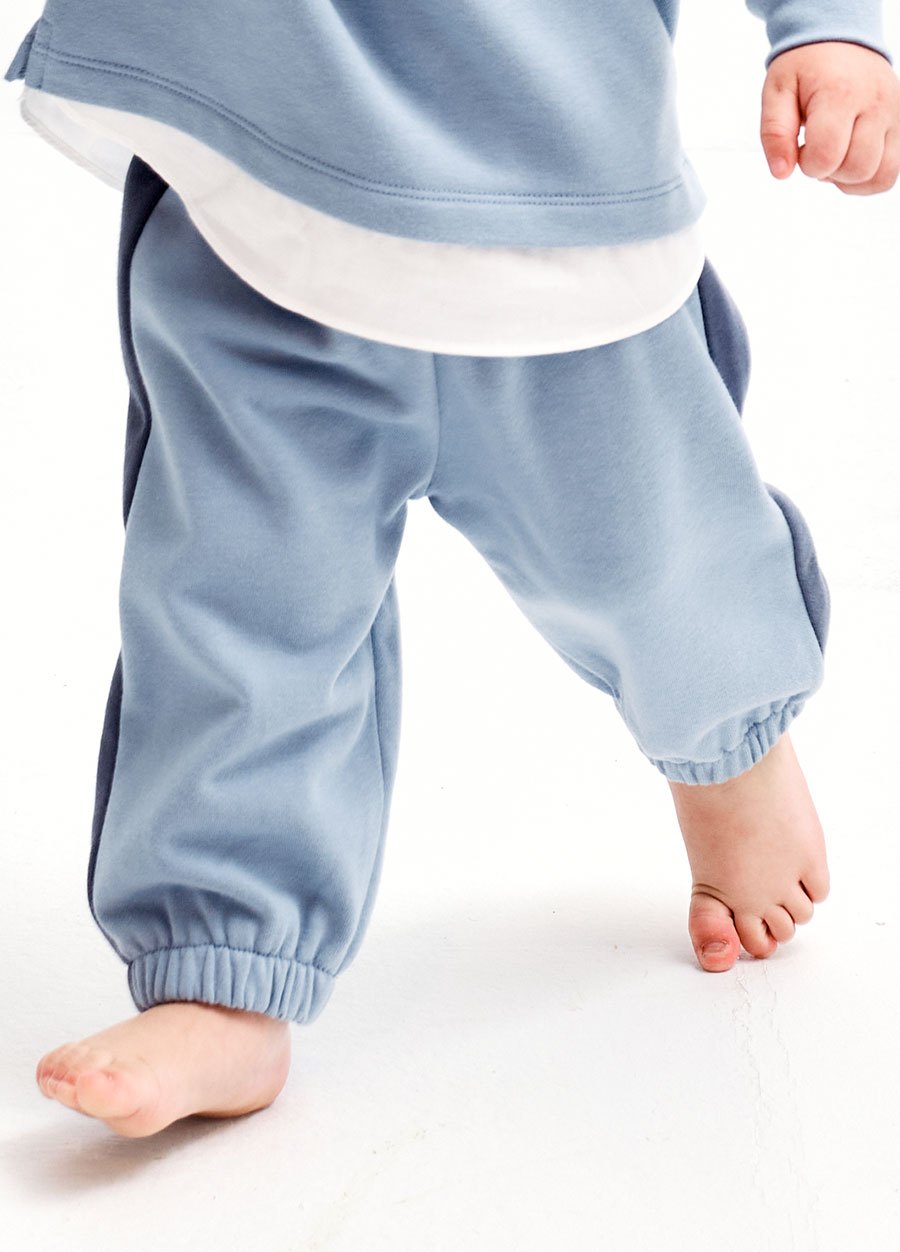 BABY撞色剪接束口褲