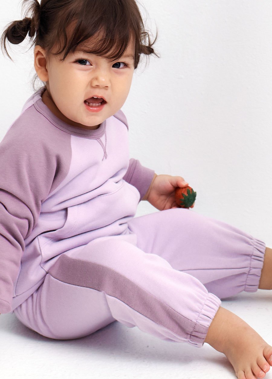 BABY撞色剪接束口褲