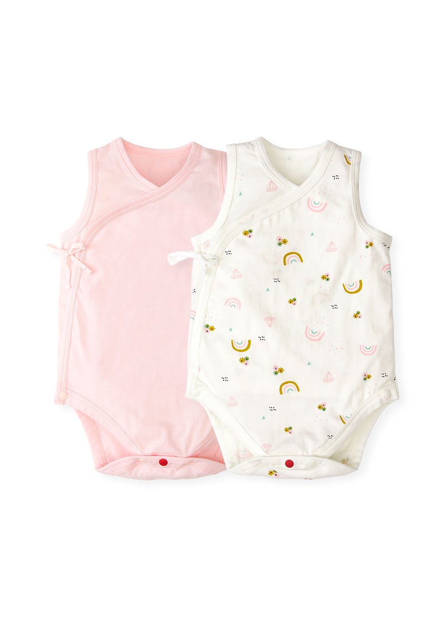 BABY Q彈棉質無袖包屁衣(2入)-彩虹