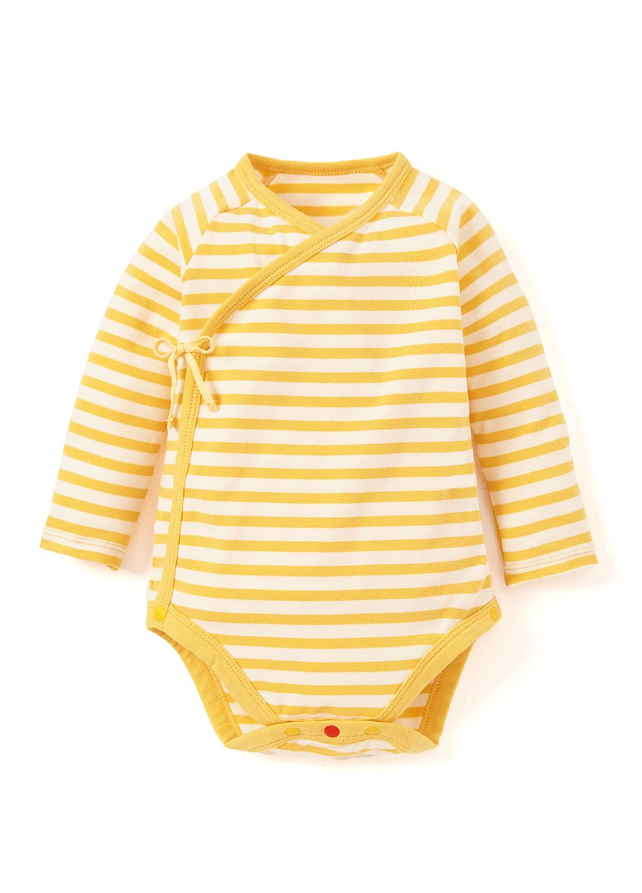 BABY Q彈棉質長袖包屁衣(2入)-蛋黃
