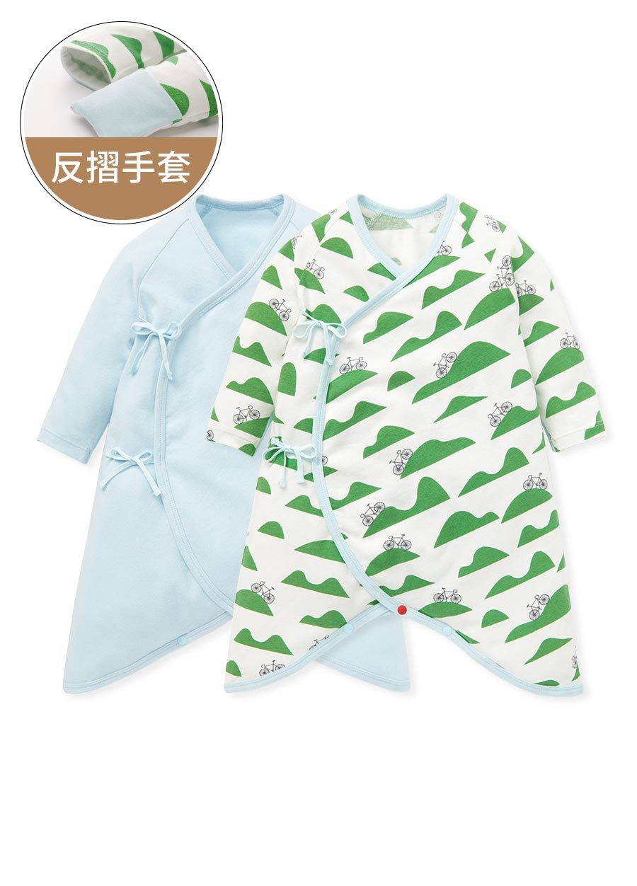 新生兒Q彈棉質蝴蝶衣(2入)-腳踏車