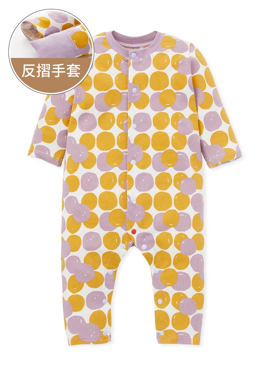 新生兒長袖連身衣-芋圓
