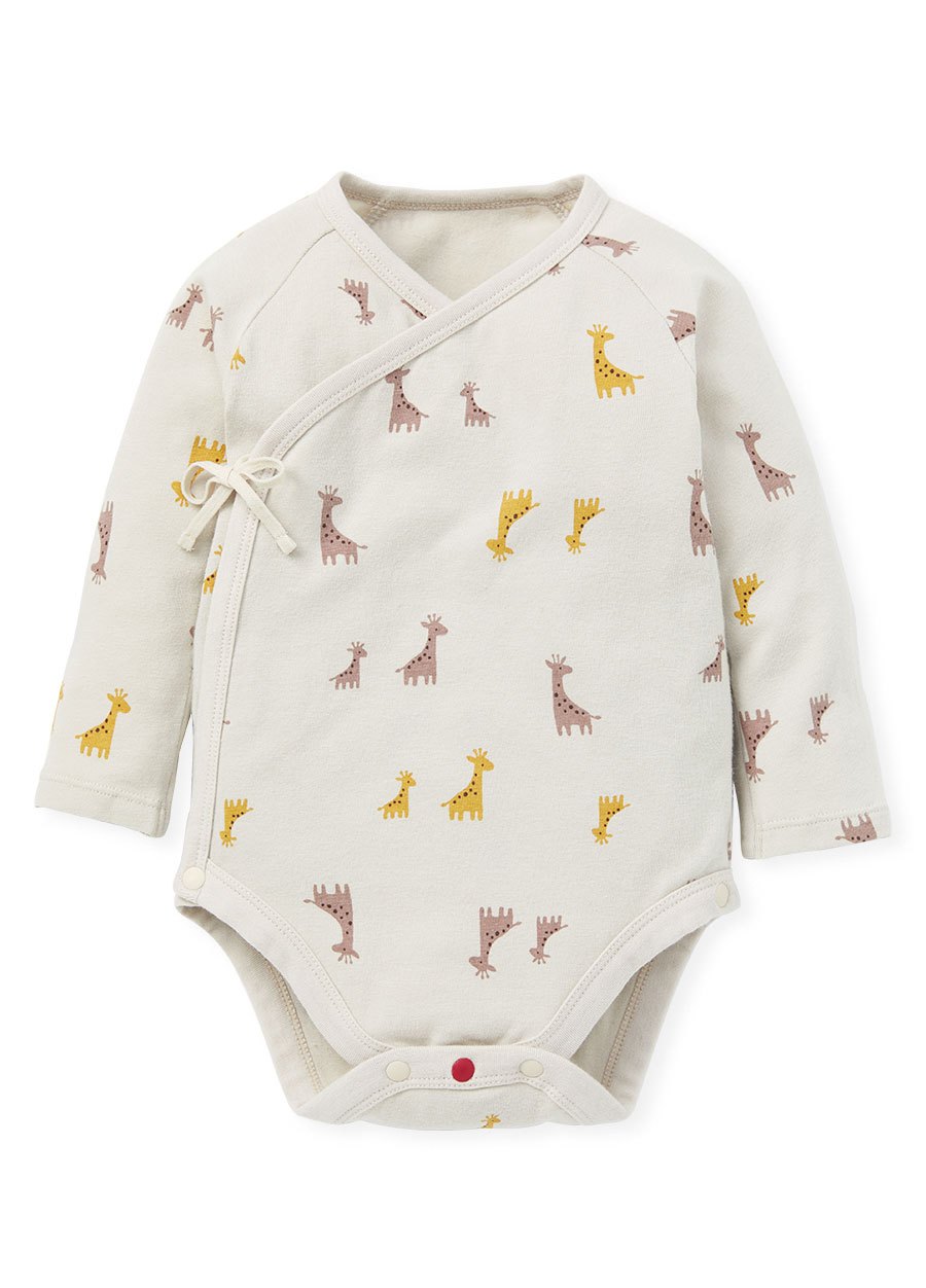 BABY Q彈棉質長袖包屁衣(2入)-親子長頸鹿