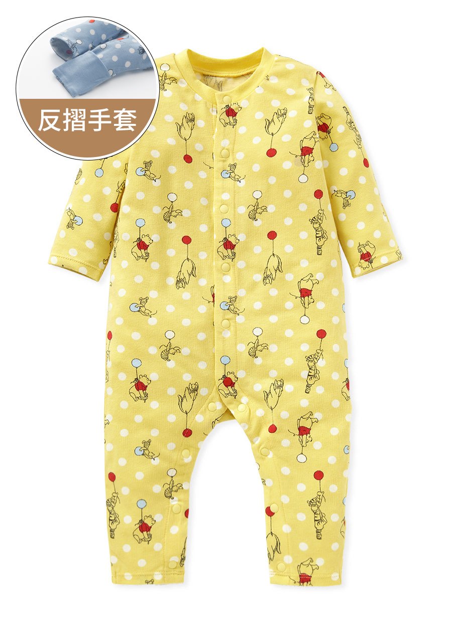 新生兒長袖連身衣-氣球維尼