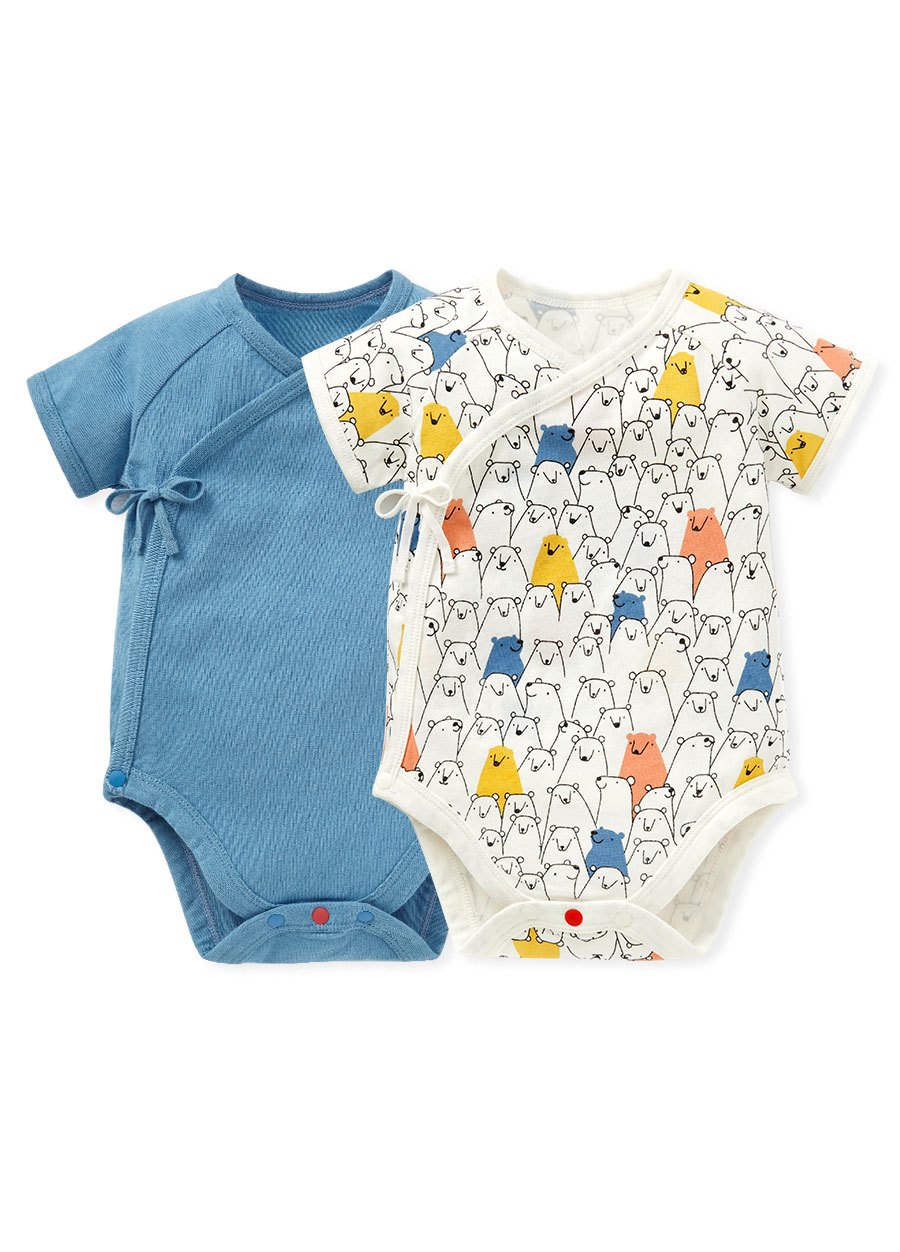 BABY Q彈棉質包屁衣(2入)-線條北極熊