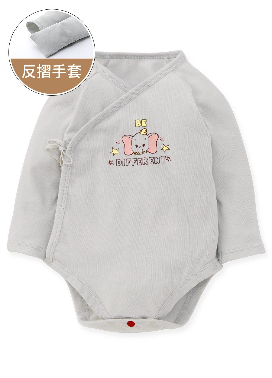 新生兒迪士尼Q彈棉質長袖包屁衣-小飛象