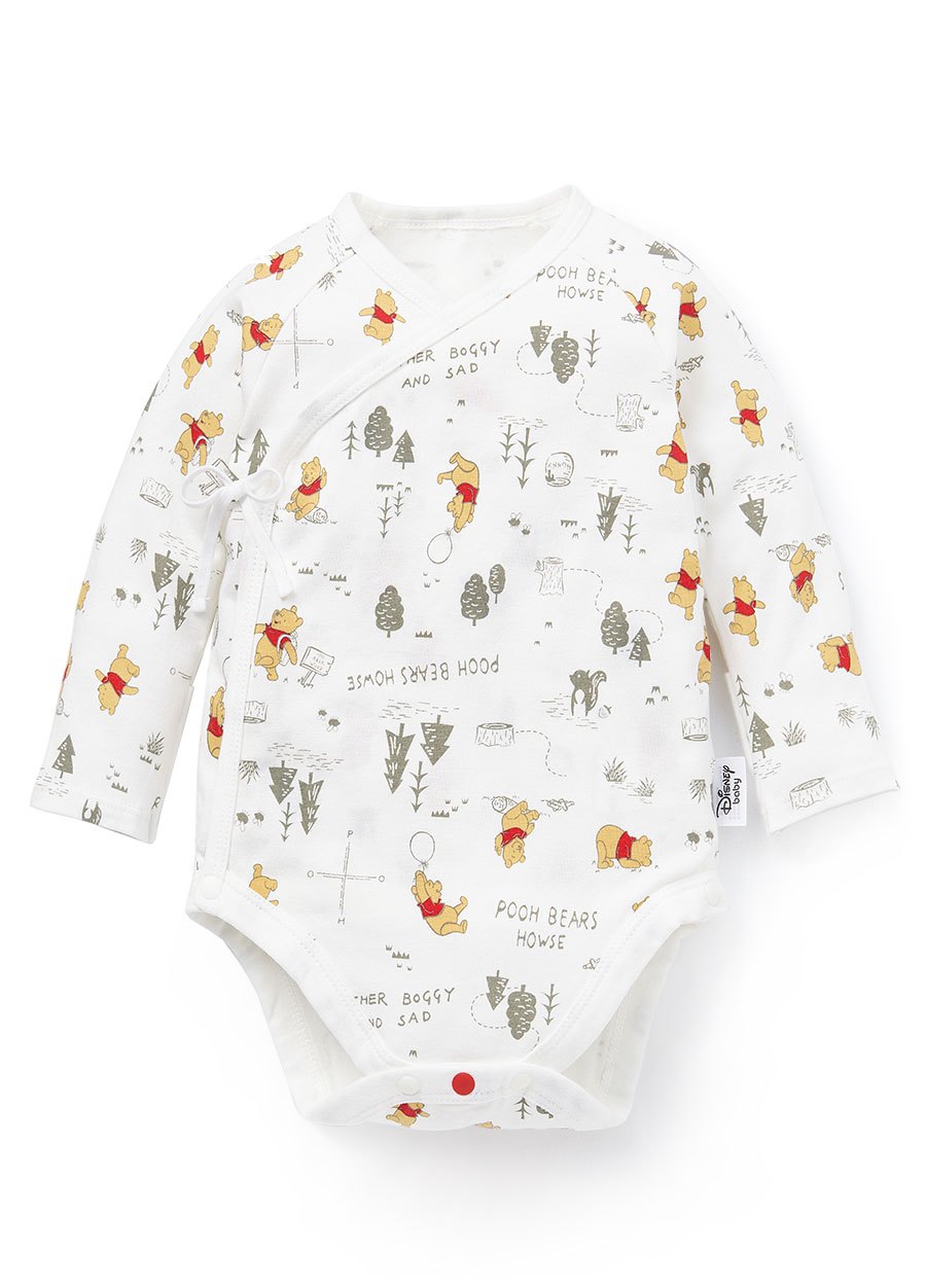 新生兒迪士尼Q彈棉質長袖包屁衣-森林維尼