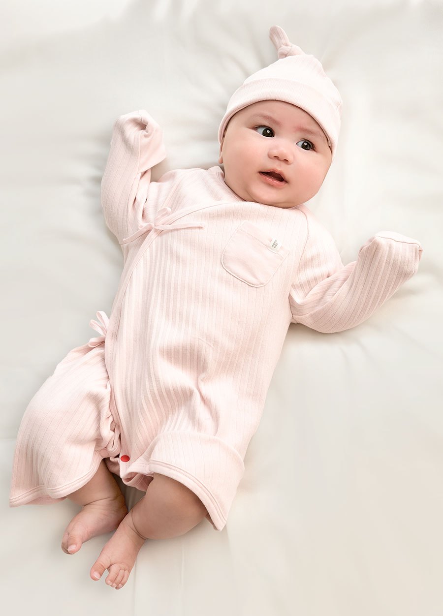 新生兒百褶羅紋蝴蝶衣(附帽子)