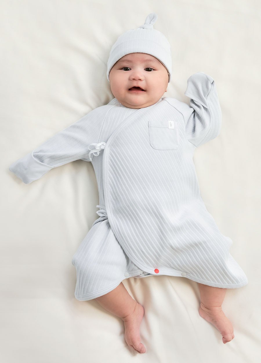 新生兒百褶羅紋蝴蝶衣(附帽子)