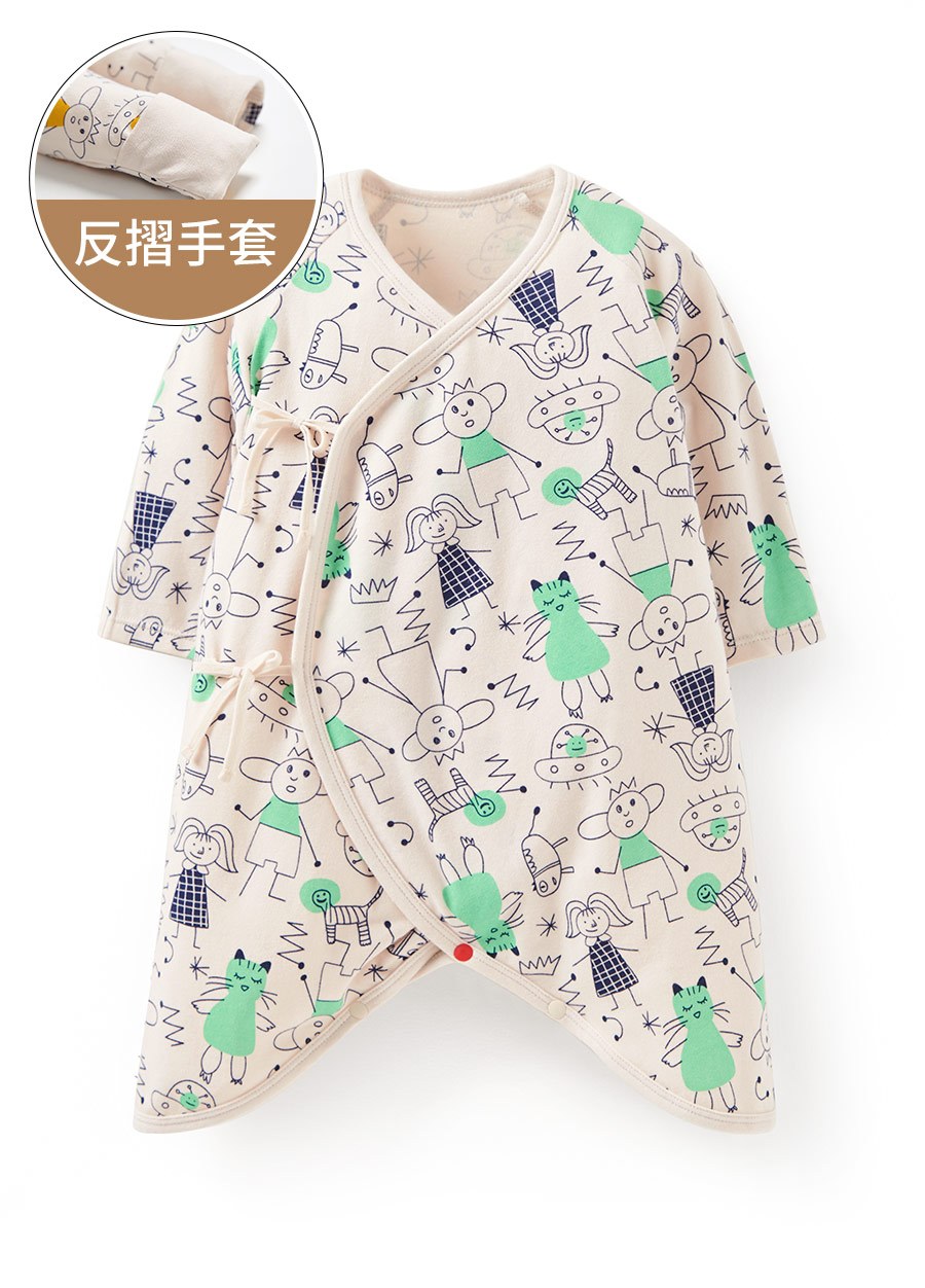 新生兒Q彈棉質蝴蝶衣-童趣線條