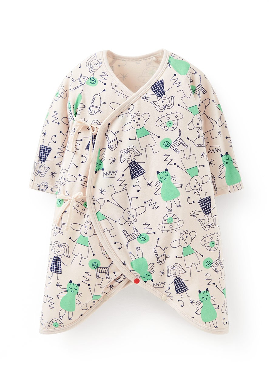 新生兒Q彈棉質蝴蝶衣-童趣線條