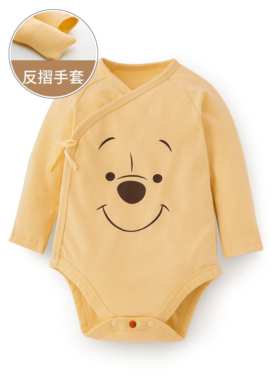 新生兒迪士尼蓄熱保溫長袖包屁衣-維尼