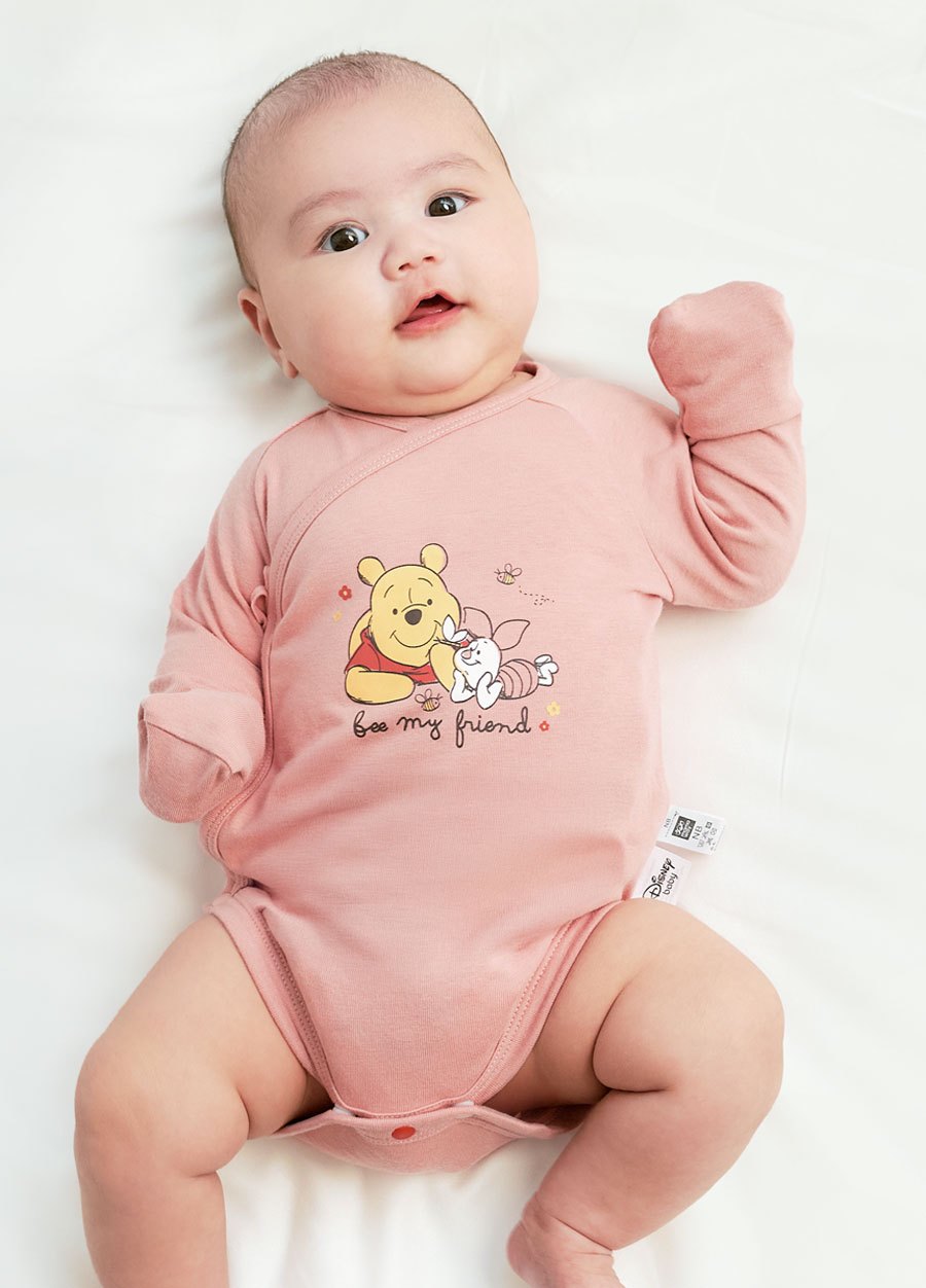 新生兒迪士尼蓄熱保溫長袖包屁衣-維尼與小豬