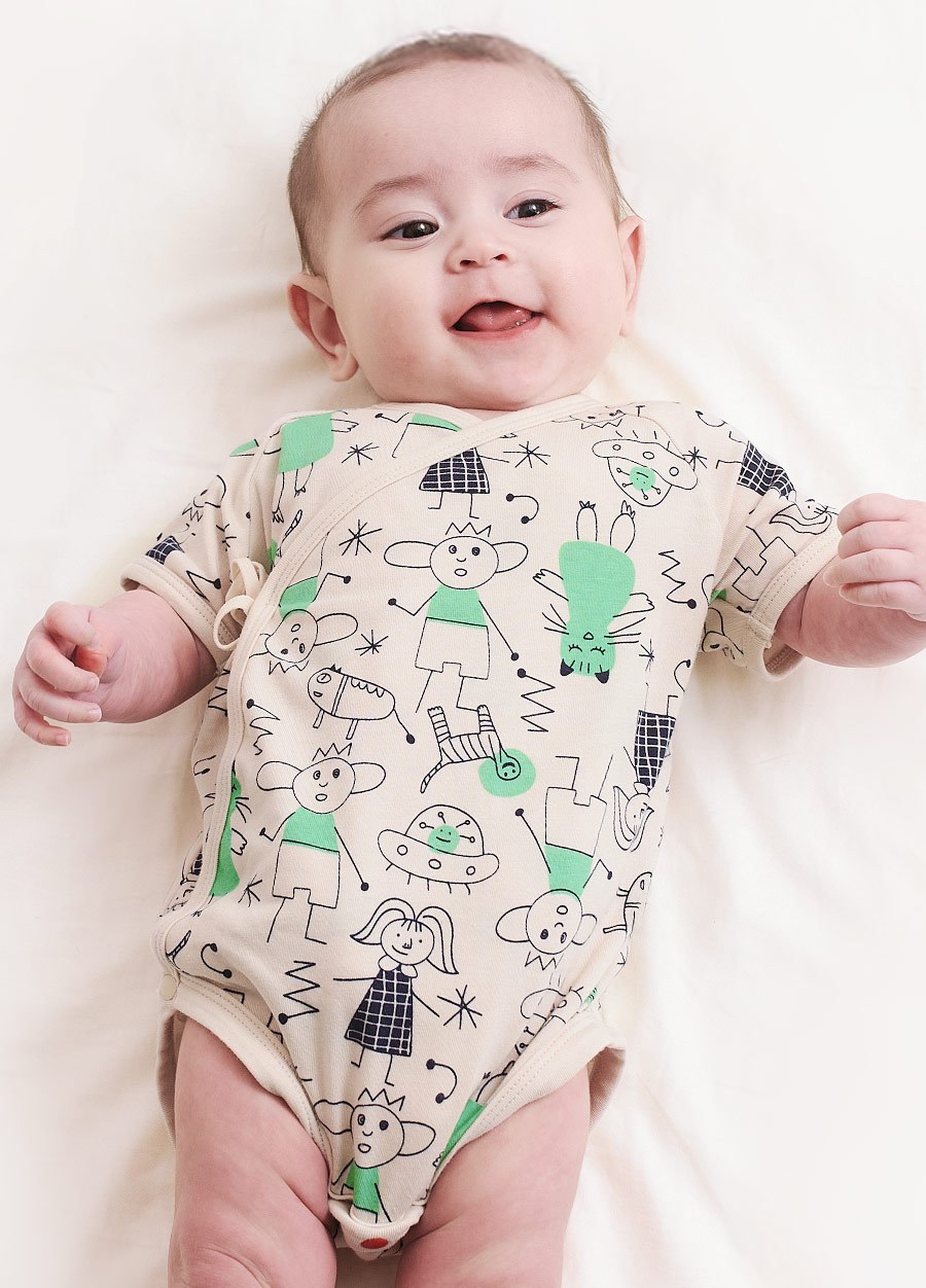 新生兒Q彈棉質包屁衣-童趣線條