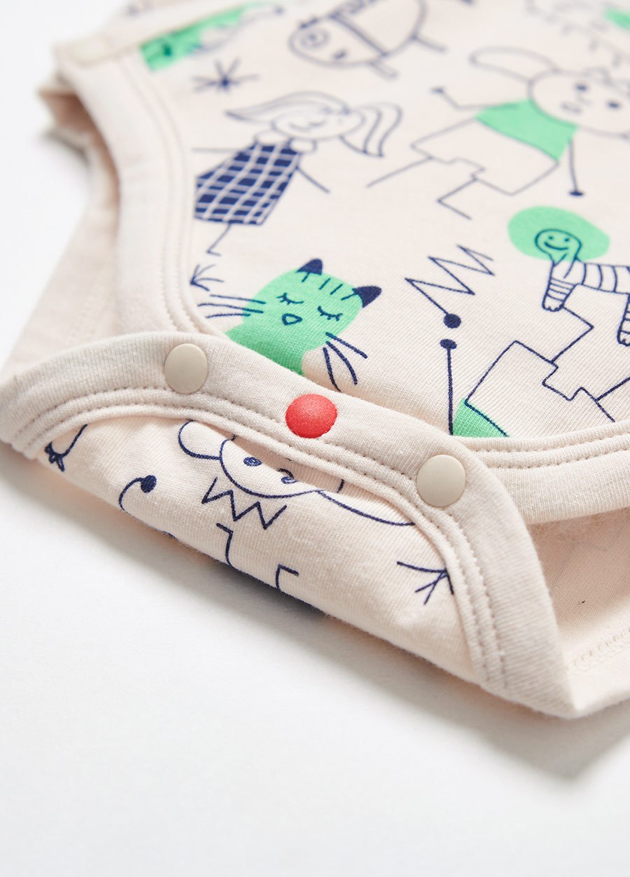 新生兒Q彈棉質包屁衣-童趣線條