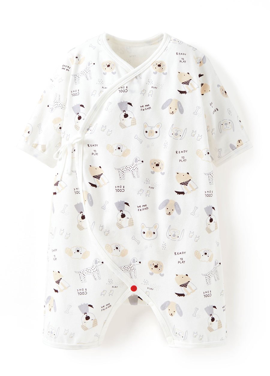 新生兒短袖連身包屁衣-狗狗