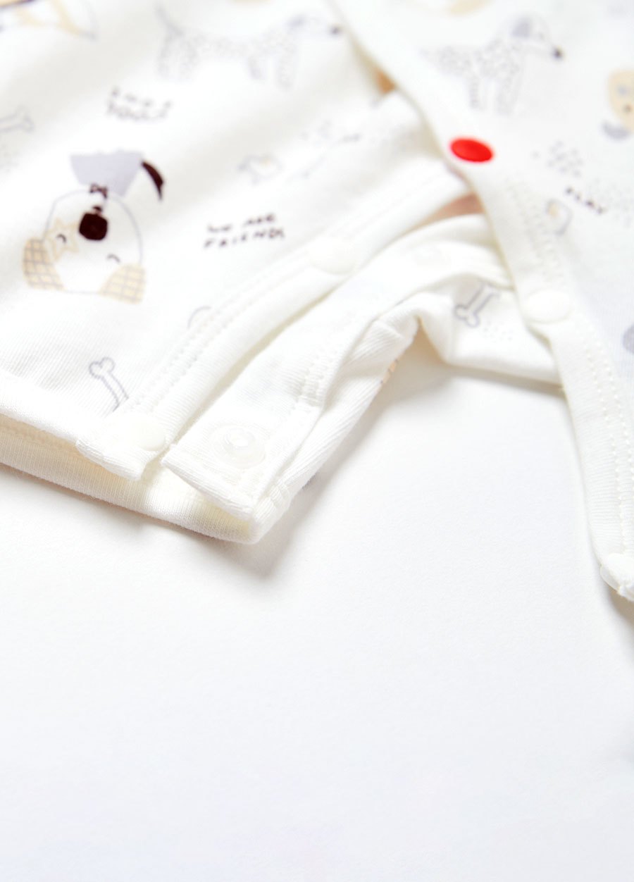 新生兒短袖連身包屁衣-狗狗