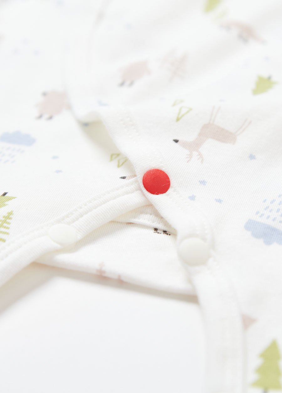 新生兒短袖連身包屁衣-森林動物