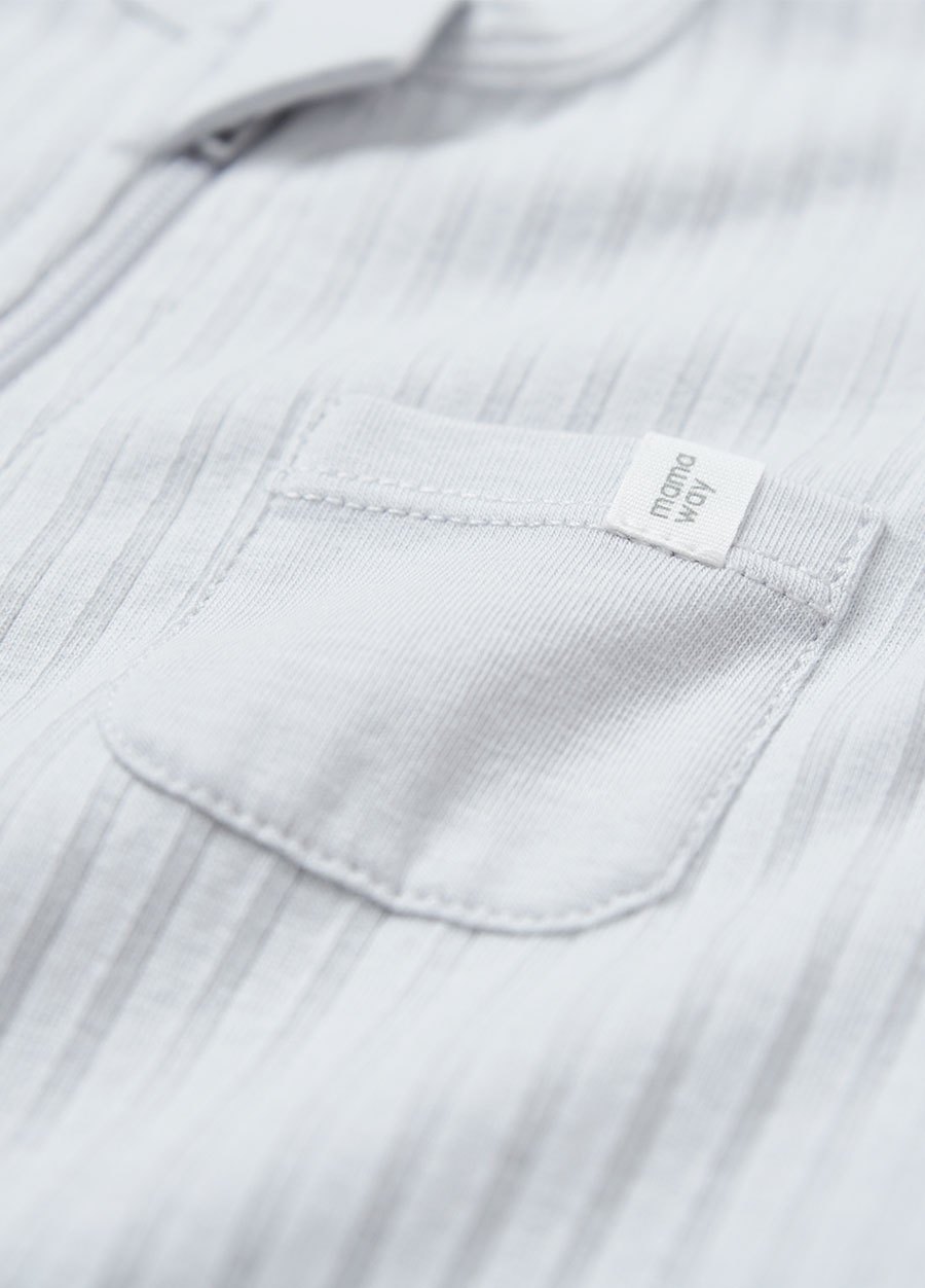 新生兒百褶羅紋雙拉鍊長袖連身衣(附帽子)