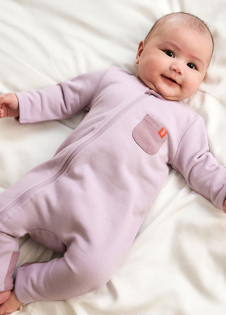 新生兒撞色拉鍊長袖連身衣