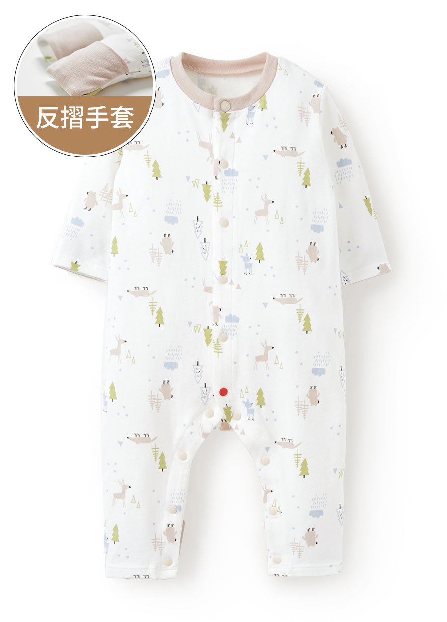 新生兒長袖連身衣-森林動物