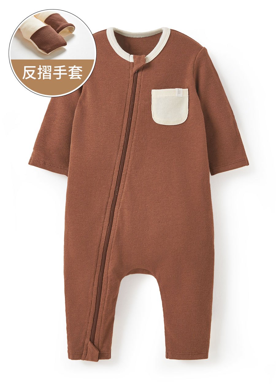 新生兒Q彈雙拉鍊長袖連身衣