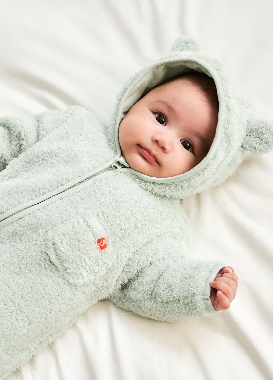 新生兒造型絨毛拉鍊長袖連身衣