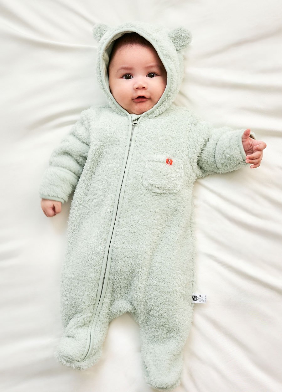 新生兒造型絨毛拉鍊長袖連身衣