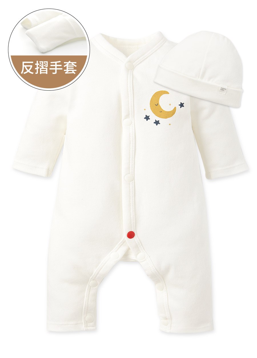早產兒長袖連身衣(附帽子)