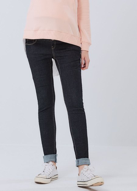 孕期彈力修身牛仔褲