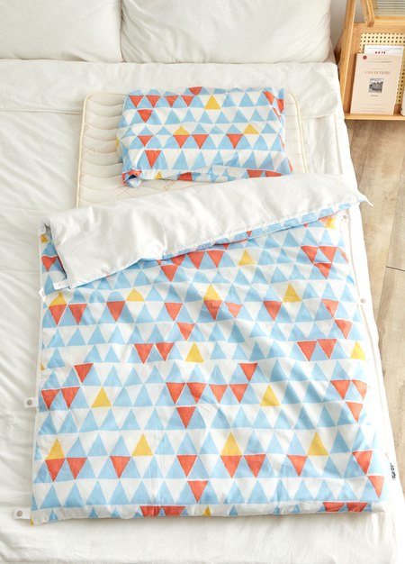 調溫抗菌安撫涼被(幾何三角)—睡袋組適用-淺藍4