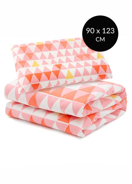 調溫抗菌安撫涼被(幾何三角)—睡袋組適用-粉色1