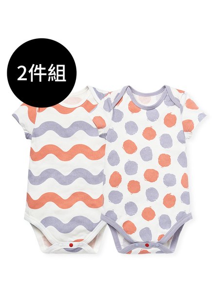 BABY Q彈棉質包屁衣(2入)-點點/水波紋