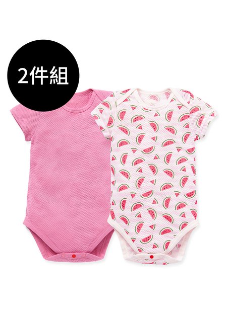 BABY純棉網眼包屁衣(2入)-西瓜/柳丁/西洋梨