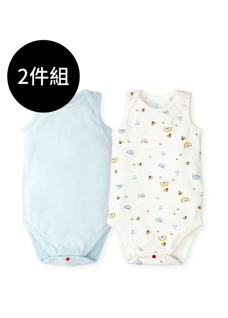 BABY Q彈棉質無袖包屁衣(2入)-彩虹