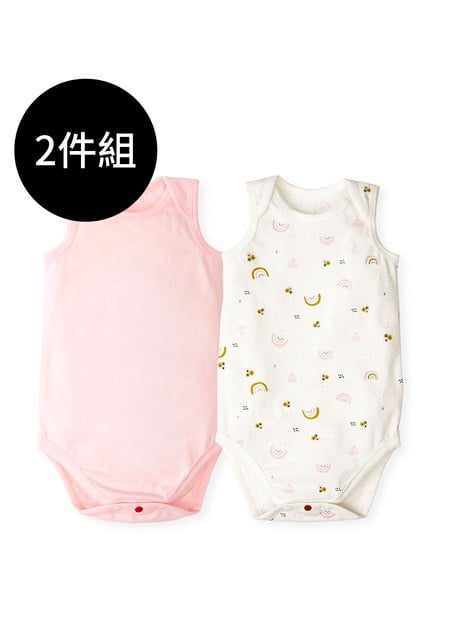 BABY Q彈棉質無袖包屁衣(2入)-彩虹