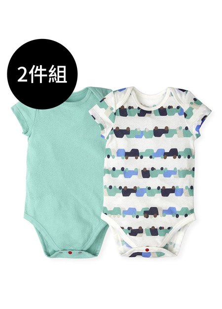 BABY純棉網眼包屁衣(2入)-車車