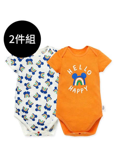 BABY純棉網眼包屁衣(2入)-彩虹米奇
