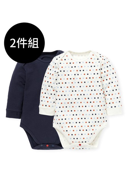 BABY Q彈棉質長袖包屁衣(2入)-星星