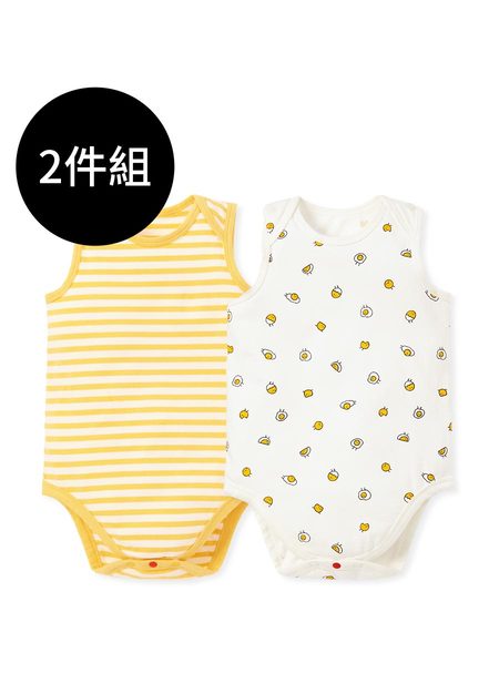 BABY Q彈棉質無袖包屁衣(2入)-蛋黃
