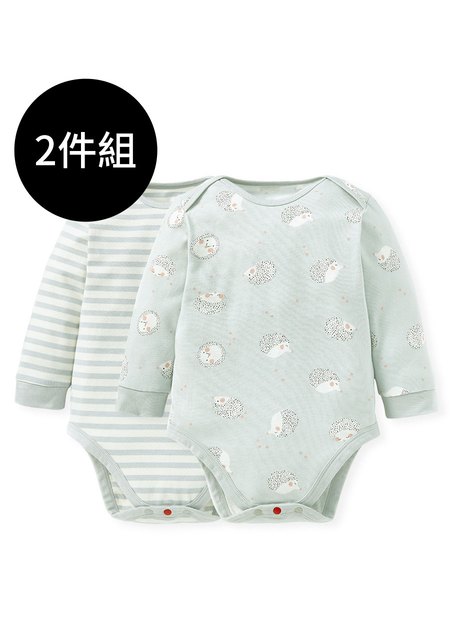 BABY Q彈棉質長袖包屁衣(2入)-刺蝟寶寶