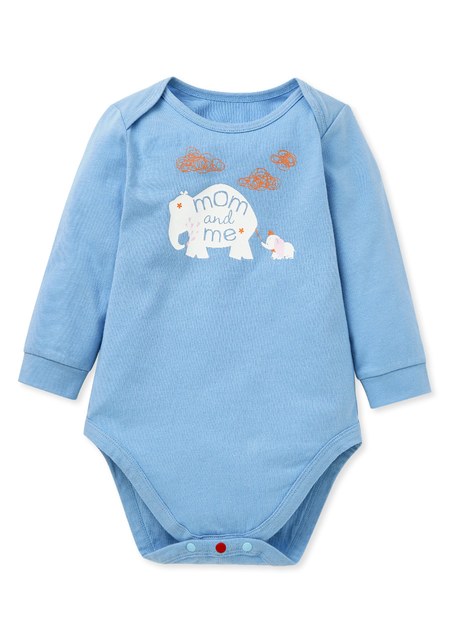 BABY迪士尼Q彈棉質長袖包屁衣-親子小飛象