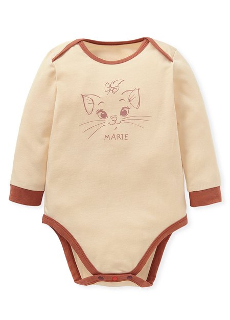 BABY迪士尼Q彈棉質長袖包屁衣-瑪麗貓