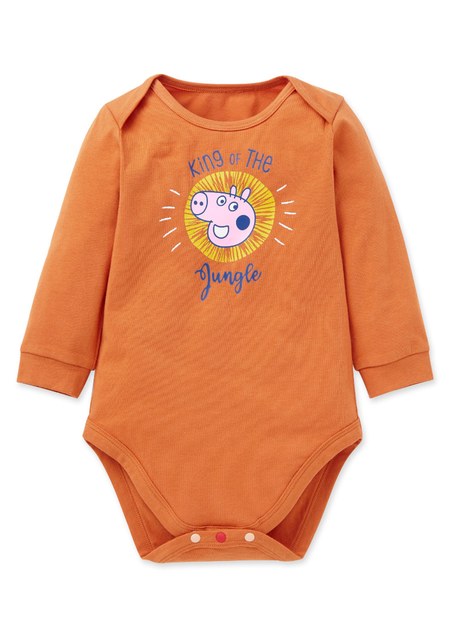 BABY 佩佩豬Q彈棉質長袖包屁衣-森林之王喬治