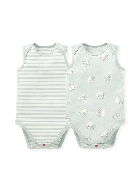 BABY Q彈棉質無袖包屁衣(2入)-刺蝟寶寶