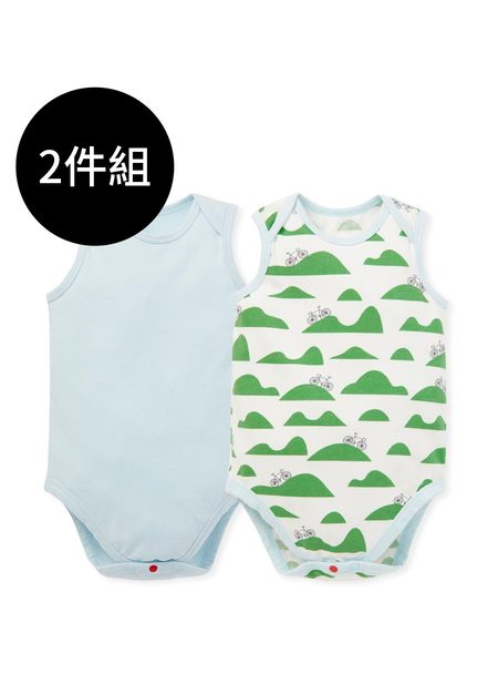 BABY Q彈棉質無袖包屁衣(2入)-腳踏車