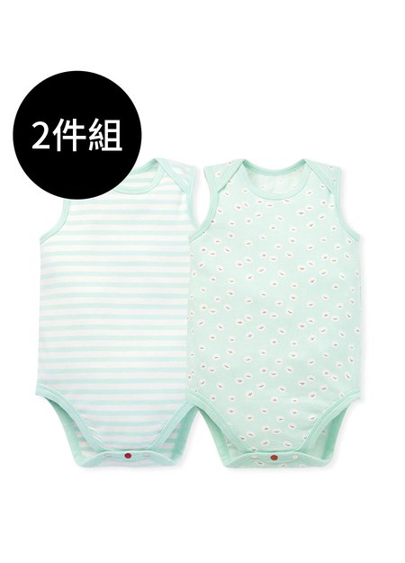 BABY Q彈棉質無袖包屁衣(2入)-薏仁