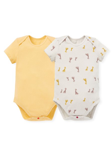 BABY Q彈棉質包屁衣(2入)-親子長頸鹿
